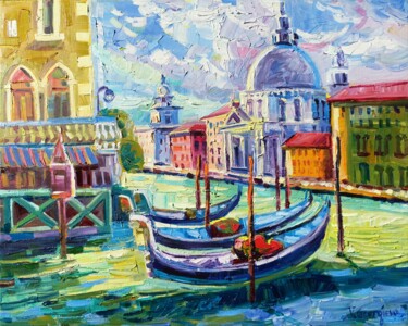 Beautiful light in Venice Schilderij getiteld "Beautiful light in…" door Vanya Georgieva, Origineel Kunstwerk, Olie Gemonteerd op Frame voor houten br…