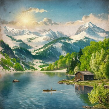 Arte digital titulada "snow alpes" por Dinem, Obra de arte original, Imagen generada por IA
