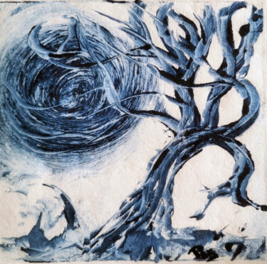 Peinture intitulée "Arbre qui s'accroche" par Philaée, Œuvre d'art originale, Monotype