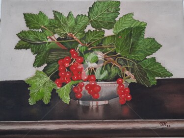 Painting titled "„Johannisbeeren in…" by Viktoria Köpnick, Original Artwork, Oil Mounted on Wood Stretcher frame