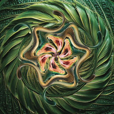 Digital Arts titled "Serpent's Dance" by Juan Gabriel Sutachán Rojas, Original Artwork, Digital Painting