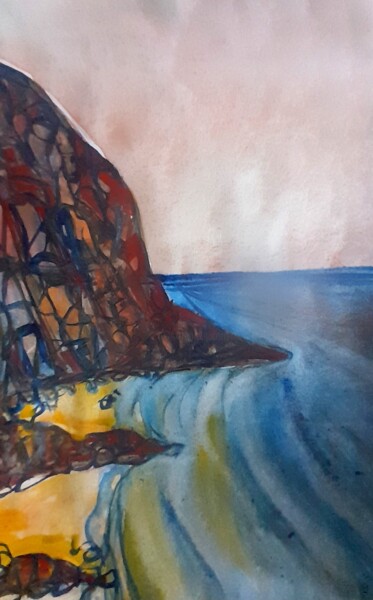 Painting titled "calm sea" by Alexey Zhucovsky, Original Artwork, Watercolor