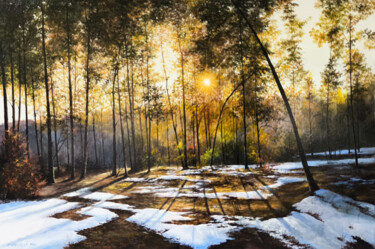 Whispers of Winter’s End 绘画 标题为“Whispers of Winter’…” 由Sergey Miqayelya, 原创艺术品, 油 安装在木质担架架上