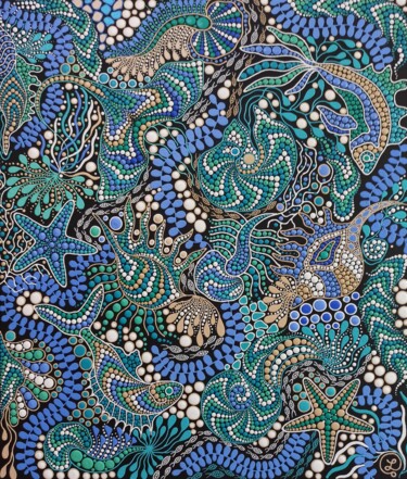 Tribute to the Ocean 绘画 标题为“Tribute to the Ocean” 由Oxana Lazari, 原创艺术品, 丙烯 安装在木质担架架上