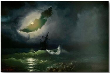 The Mystery of the Moon Storm. Peinture intitulée "The Mystery of the…" par Lara Wasiljewa, Œuvre d'art originale, Huile