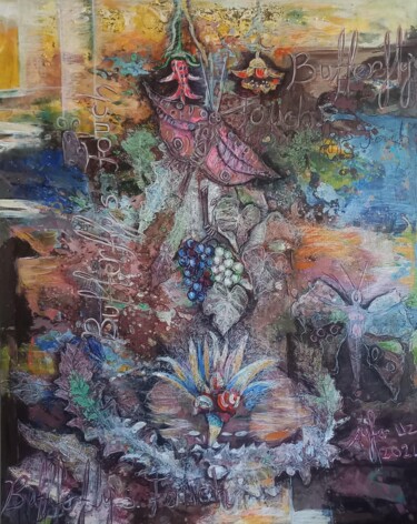 "touch of butterfly" başlıklı Resim Ayfer Uz tarafından, Orijinal sanat, Akrilik Ahşap Sedye çerçevesi üzerine monte edilmiş