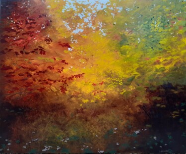 Peinture intitulée "Hêtres 1" par Corinne Daudier, Œuvre d'art originale, Huile Monté sur artwork_cat.