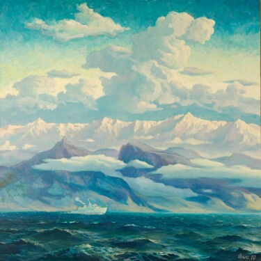 Schilderij getiteld "Баргузин" door Vitalij Valsamaki, Origineel Kunstwerk, Olie Gemonteerd op Frame voor houten brancard