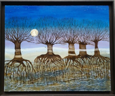 Painting titled "Bois de Lune" by Adrianna Bonomi, Original Artwork, Oil Mounted on Wood Stretcher frame