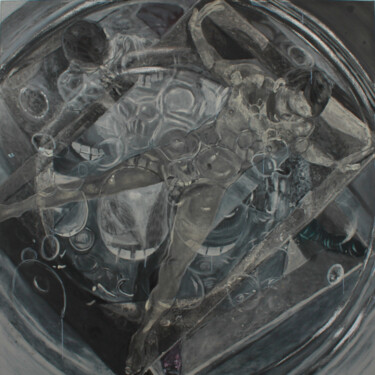 Schilderij getiteld "The Washing machine…" door Rafał Labijak, Origineel Kunstwerk, Olie