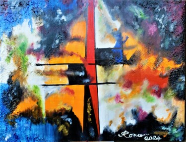 Painting titled "Interferences with…" by Romeo Dobrota, Original Artwork, Oil