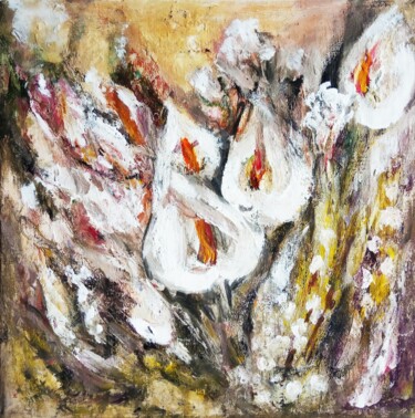Fairies in White Callas Malarstwo zatytułowany „Fairies in White Ca…” autorstwa Selena Sashina, Oryginalna praca, Akryl Zamontowany na Drewniana ram…