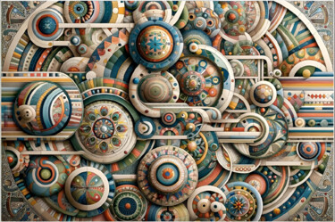 Mechanical Mandala: A Cosmic Abstract Exploration 数字艺术 标题为“Mechanical Mandala:…” 由Alberto Capitani, 原创艺术品, AI生成的图像