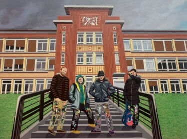 Painting titled "Mitilini /4" by Marie-Alix Hadacek, Original Artwork, Acrylic Mounted on Wood Stretcher frame