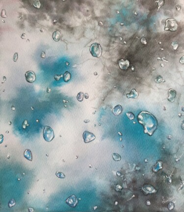 绘画 标题为“Rainy landscape” 由Fineartderya, 原创艺术品, 水彩