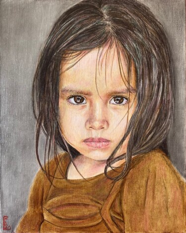 제목이 "Petit Enfant des ru…"인 미술작품 Chloé Artiste로, 원작, 기름 나무 들것 프레임에 장착됨