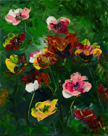 "Fleurs au Jardin" başlıklı Tablo Anne Marie Palaze tarafından, Orijinal sanat, Akrilik
