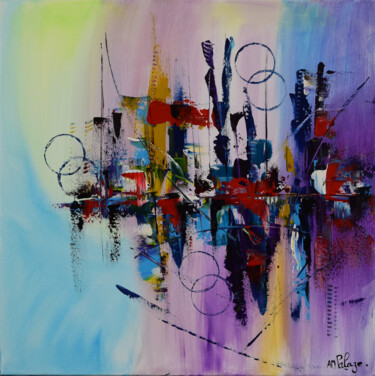 Schilderij getiteld "Cité Aérienne" door Anne Marie Palaze, Origineel Kunstwerk, Acryl