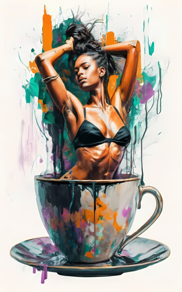 Tea Queen and sensuality, Tea wall art Digital Arts titled "Tea Queen and sensu…" by Jafeth Moiane, Original Artwork, AI generated image