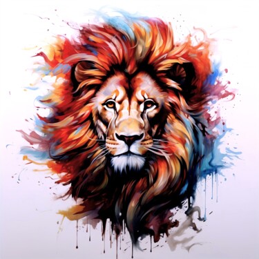 数字艺术 标题为“Lion N°3” 由Ghislaine Chapuis, 原创艺术品, AI生成的图像