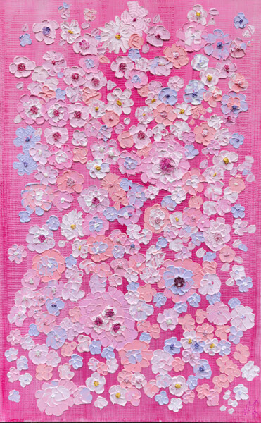 Painting titled "Hochzeitsblüten 1" by Friedmar Zimpfer, Original Artwork, Acrylic Mounted on Wood Stretcher frame