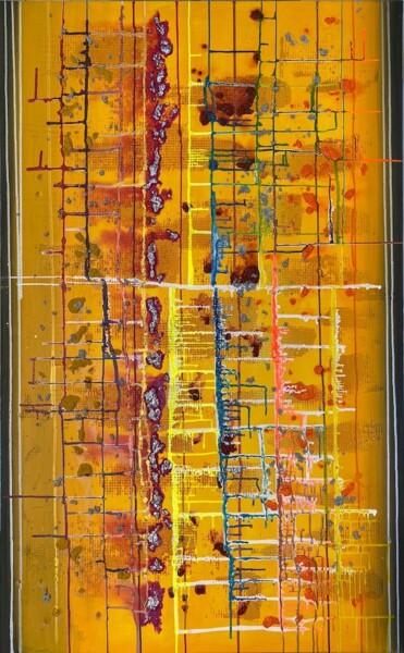 Pittura intitolato "Kosmische Welt in I…" da Friedmar Zimpfer, Opera d'arte originale, Acrilico