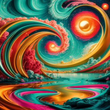 Digital Arts titled "abstrait en couleurs" by Dinem, Original Artwork, AI generated image