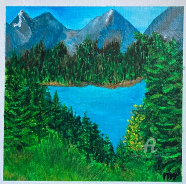Painting titled "Point de vue sur le…" by Joelle Adami, Original Artwork, Acrylic Mounted on Wood Stretcher frame