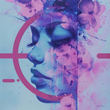 绘画 标题为“Feminine Geometric…” 由Olya Enina, 原创艺术品, 数字油画 安装在木质担架架上