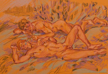 Desenho intitulada "Wake up" por Sergey Sovkov, Obras de arte originais, Conté