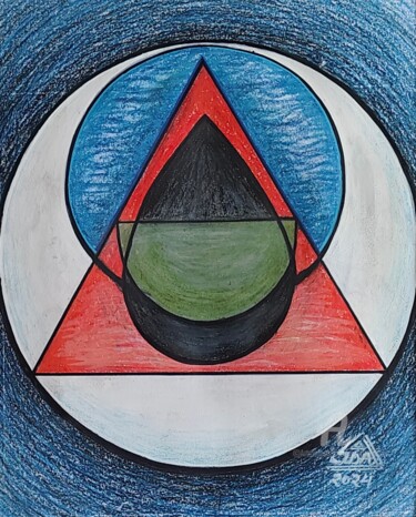 Drawing titled "Water, Fire, Air, a…" by Suddha Sama, Original Artwork, Acrylic