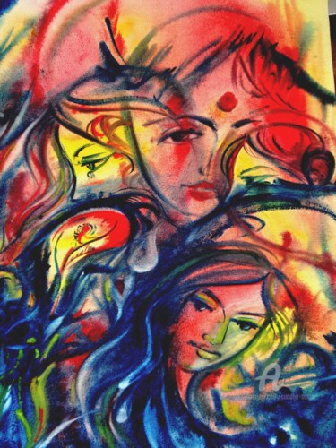 Painting titled "DIFFERENT FACES" by Suddha Sama, Original Artwork, Watercolor