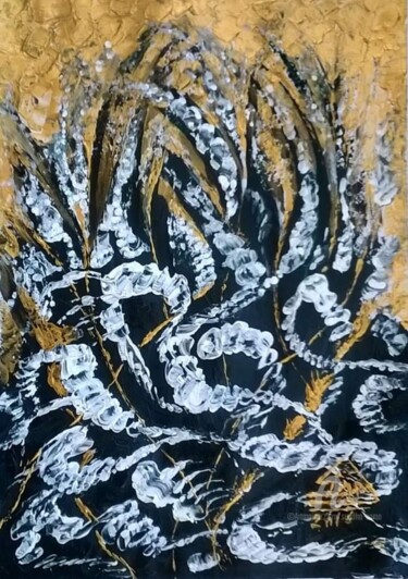 Painting titled "GOLDEN RAYS" by Suddha Sama, Original Artwork, Acrylic