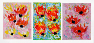 Malerei mit dem Titel "Triptyque pâmoison" von Jean Mirre, Original-Kunstwerk, Öl