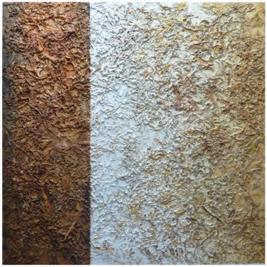 Painting titled "Magma d'Automne" by Yves Robial, Original Artwork, Oil Mounted on Wood Stretcher frame