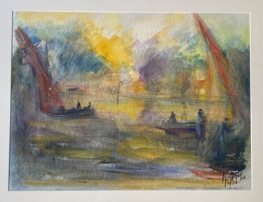 Impressions silencieuses Schilderij getiteld "Impressions silenci…" door Rodolphe Le Cornec, Origineel Kunstwerk, Aquarel Gemonteerd op Karton