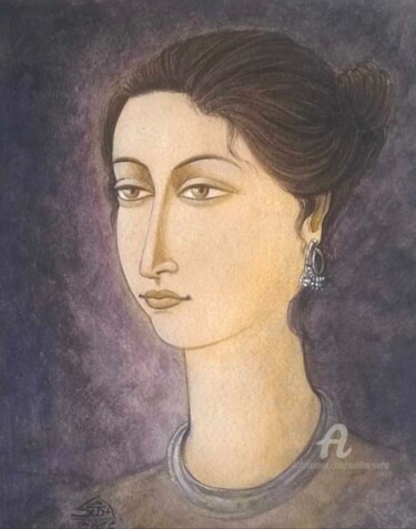 Painting titled "Trible woman" by Suddha Sama, Original Artwork, Watercolor