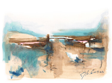 Painting titled "Océanide" by Rodolphe Le Cornec, Original Artwork, Watercolor Mounted on Cardboard