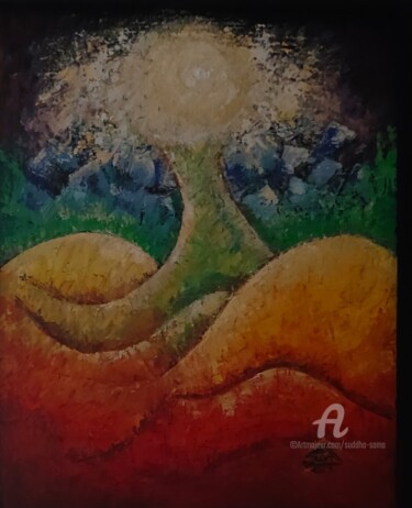 Painting titled "Wisdom Tree 1" by Suddha Sama, Original Artwork, Acrylic Mounted on Wood Stretcher frame