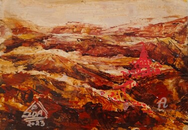 Painting titled "Sepia hills 1" by Suddha Sama, Original Artwork, Acrylic