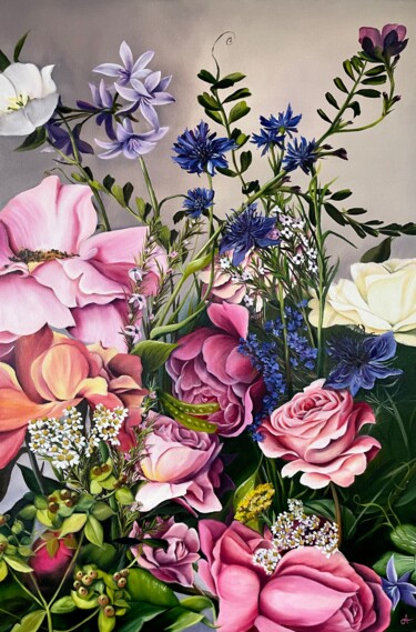 Malerei mit dem Titel "Nicely. Just flower…" von Anna Zhdanyuk, Original-Kunstwerk, Öl Auf Keilrahmen aus Holz montiert