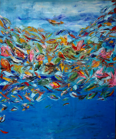 Painting titled "Blows The Wind" by Renata Castilho, Original Artwork, Oil Mounted on Wood Stretcher frame