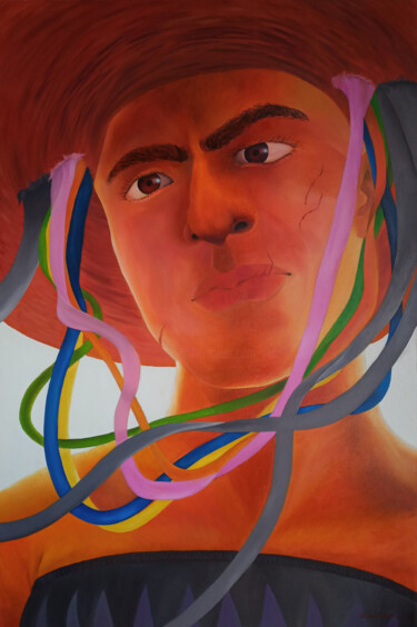 Schilderij getiteld "Nostalgia" door Vívian Lima, Origineel Kunstwerk, Olie Gemonteerd op Frame voor houten brancard