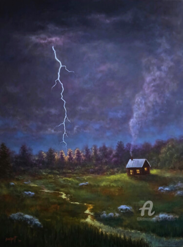 Painting titled "The Convergence" by Keith Burnett, Original Artwork, Oil Mounted on Other rigid panel