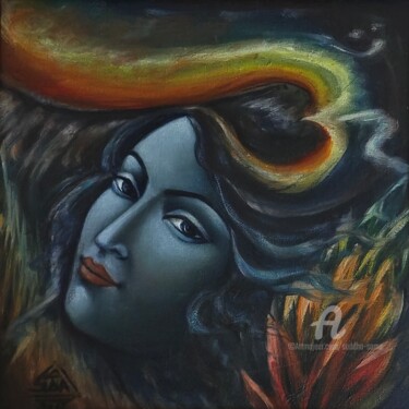 Painting titled "Divine Plasure" by Suddha Sama, Original Artwork, Oil Mounted on Wood Stretcher frame