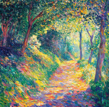 제목이 "Sunlit Path in Autu…"인 미술작품 Diana Dimova - Traxi로, 원작, 기름