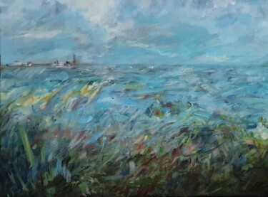 Painting titled "Venteux" by Evelyne Chabaud, Original Artwork, Oil Mounted on Wood Stretcher frame