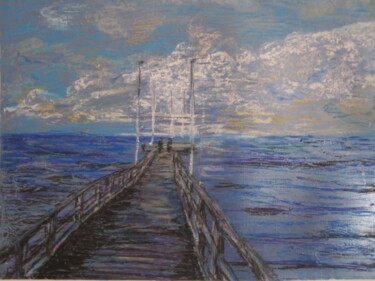Malerei mit dem Titel "Seebrücke" von Dinara Daniel, Original-Kunstwerk, Acryl Auf Holzplatte montiert