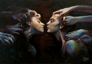 绘画 标题为“Romeo and Juliet” 由Galina Khizanashvili, 原创艺术品, 油 安装在木质担架架上