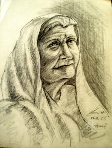 Drawing titled "somvati" by Suddha Sama, Original Artwork, Pencil